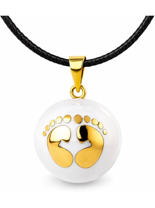 Bola di gravidanza, collana bianca con piedi dorati | Bola - Kiabi Bola di gravidanza, collana bianca con piedi dorati | Bola - Kiabi