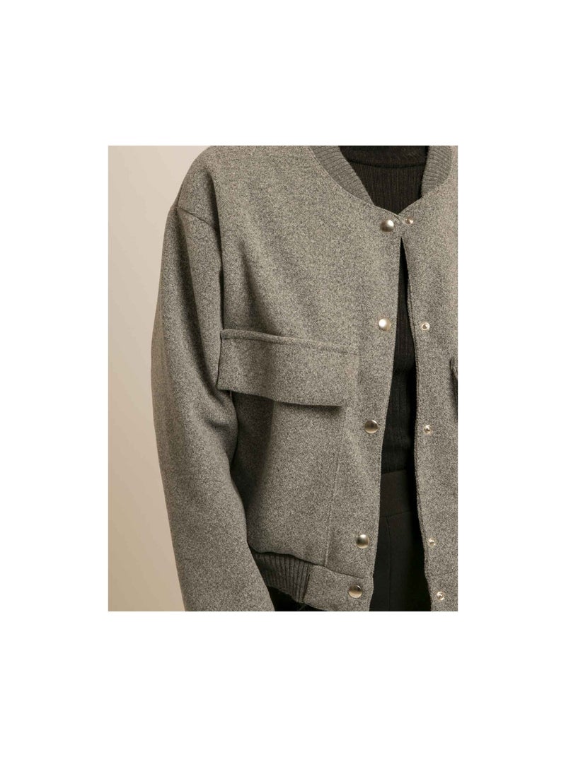 Bomber effetto lana ULIVIA Grigio - Kiabi