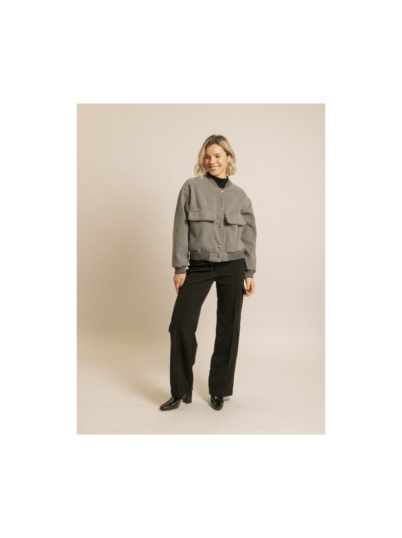 Bomber effetto lana ULIVIA Grigio - Kiabi