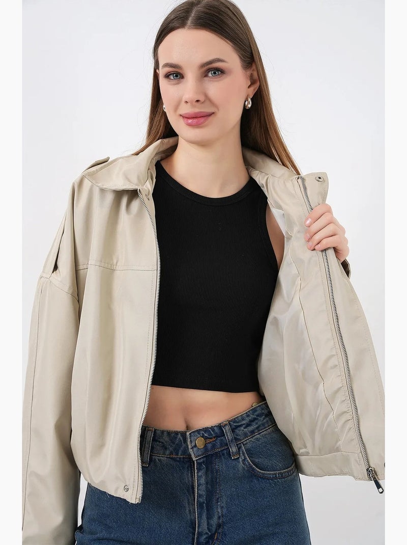 Bomber in gabardine con chiusura a zip bdart Sabbia - Kiabi