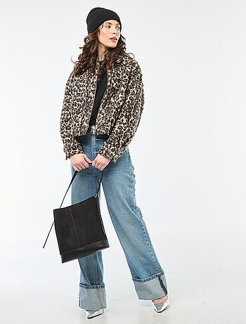 Bomber leopardato con zip