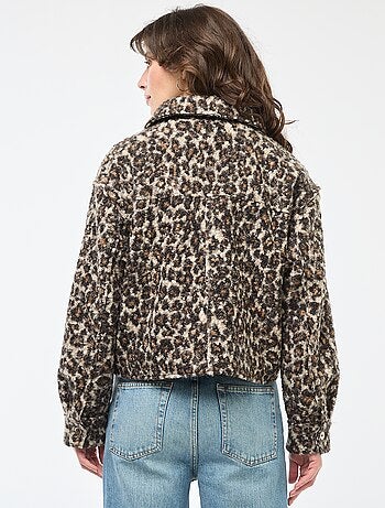 Bomber leopardato con zip