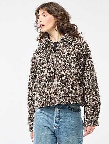 Bomber leopardato con zip