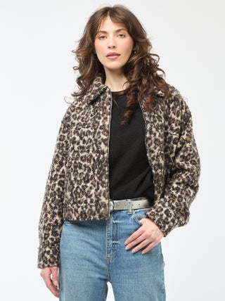 Bomber leopardato con zip
