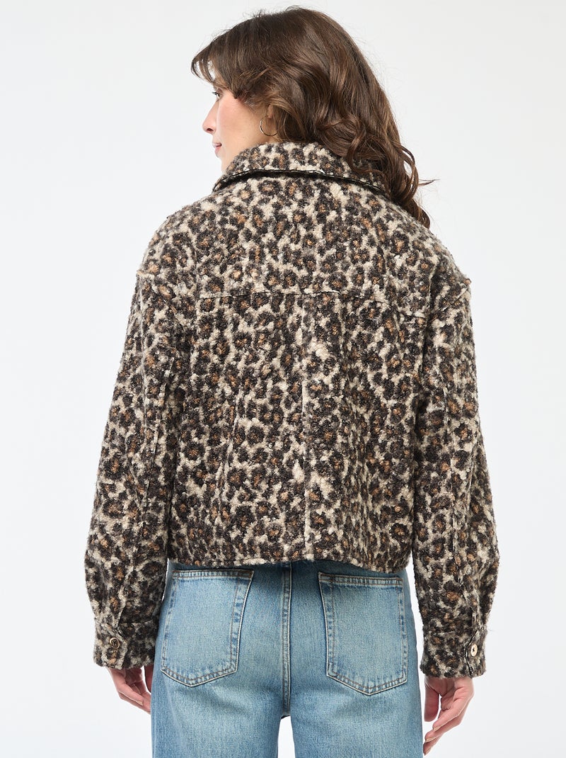 Bomber leopardato con zip Grigio - Kiabi