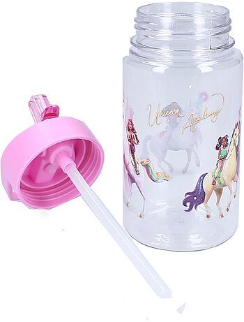 Borraccia per bambini Unicorn Academy da 450 ml - Cannuccia integrata e con manico