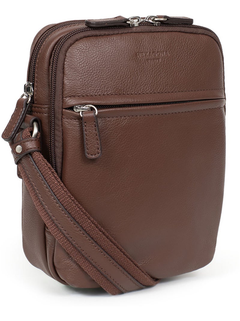 Borsa - pelle confort hexagona Marrone cioccolato - Kiabi