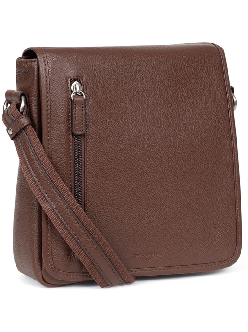 Borsa - pelle confort hexagona Marrone cioccolato - Kiabi