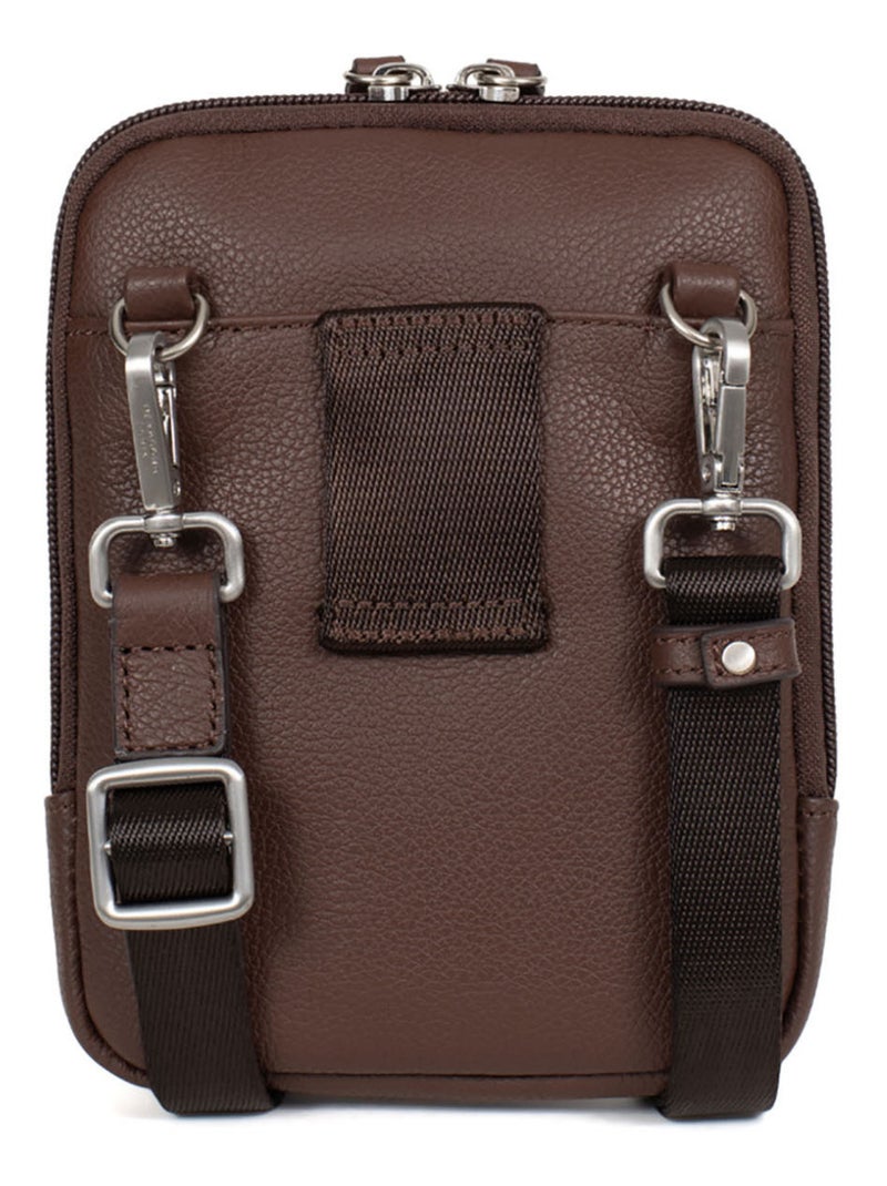 Borsa - pelle confort hexagona Marrone cioccolato - Kiabi