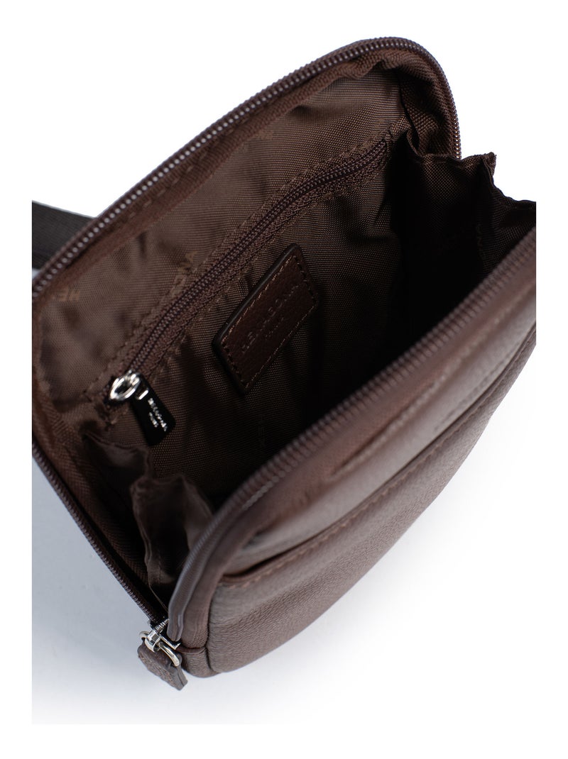 Borsa - pelle confort hexagona Marrone cioccolato - Kiabi