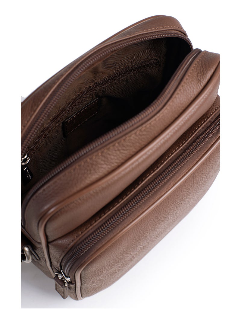 Borsa - pelle confort hexagona Marrone cioccolato - Kiabi