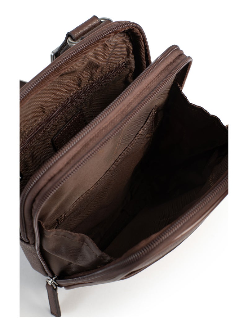 Borsa - pelle confort hexagona Marrone cioccolato - Kiabi