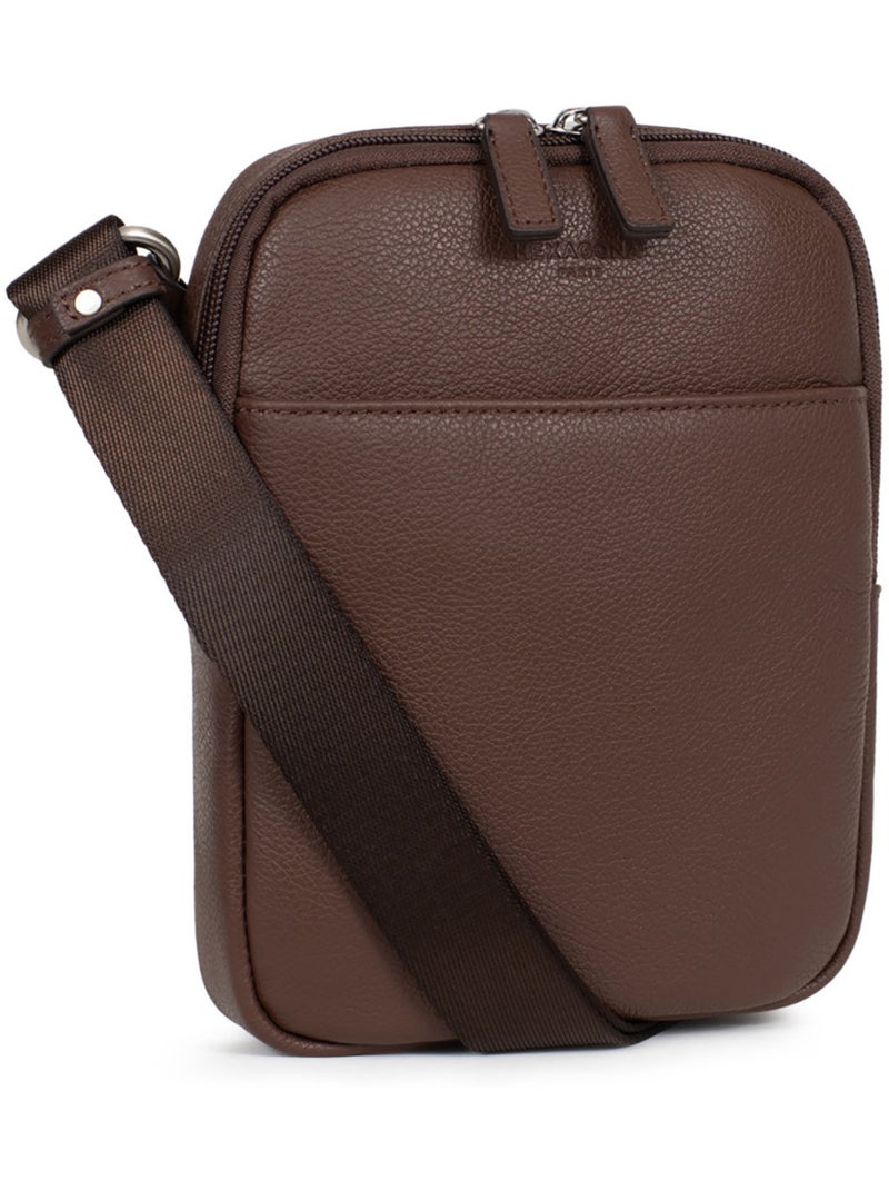 Borsa - pelle confort hexagona Marrone cioccolato - Kiabi