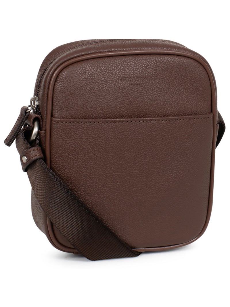 Borsa - pelle confort hexagona Marrone cioccolato - Kiabi