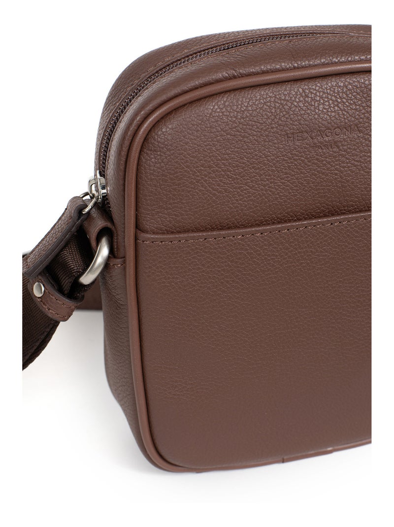 Borsa - pelle confort hexagona Marrone cioccolato - Kiabi