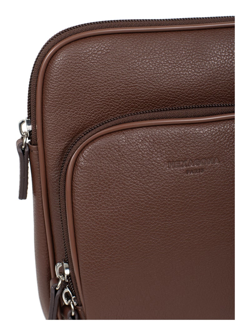 Borsa - pelle confort hexagona Marrone cioccolato - Kiabi