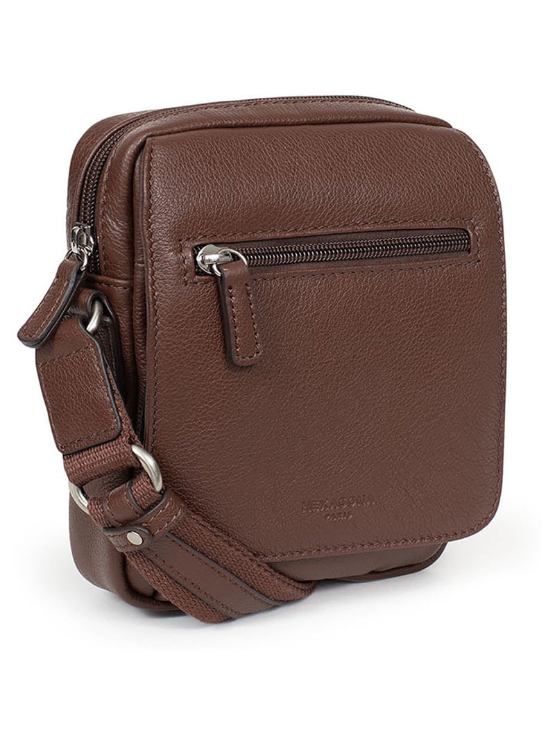 Borsa - pelle confort hexagona Marrone cioccolato - Kiabi