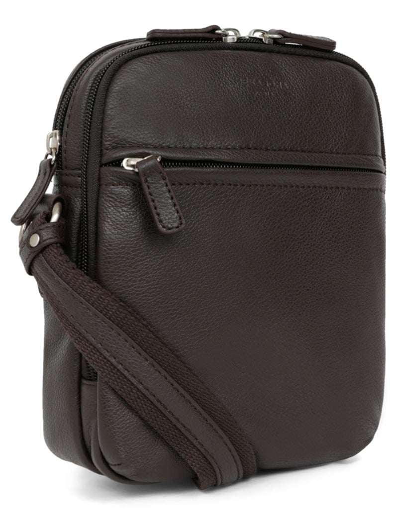 Borsa - pelle confort hexagona Marrone scuro - Kiabi