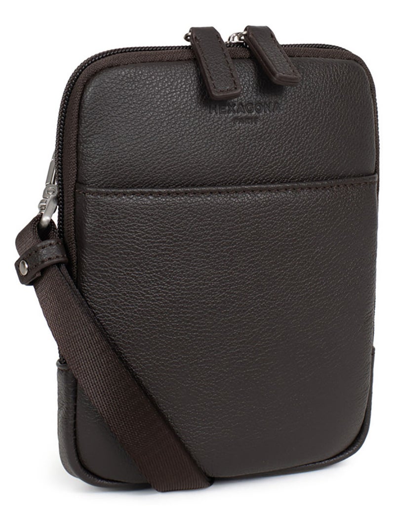 Borsa - pelle confort hexagona Marrone scuro - Kiabi