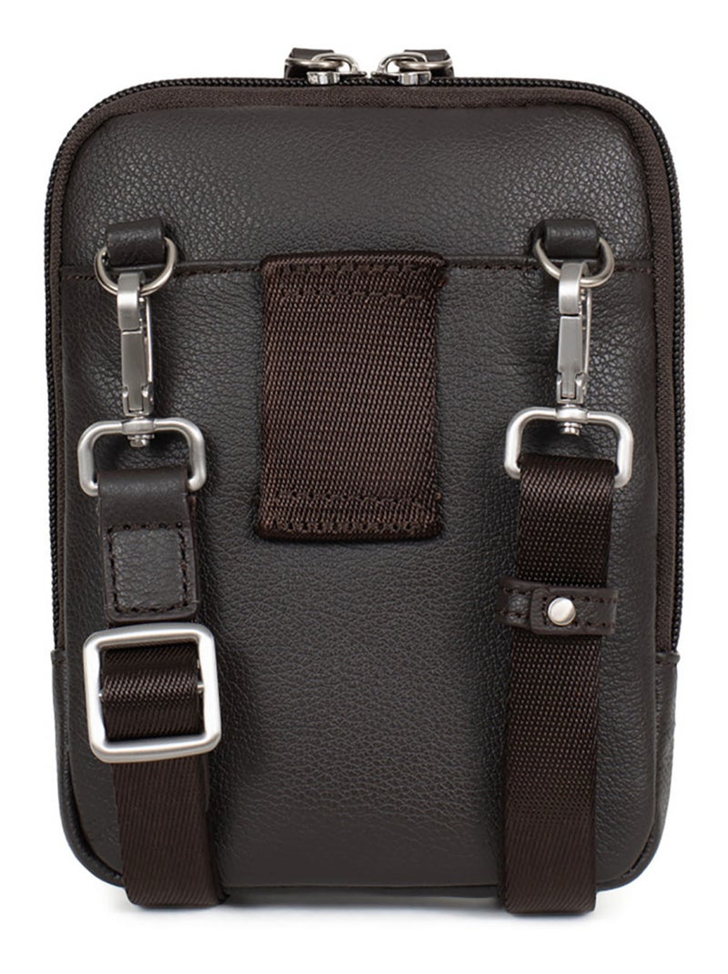 Borsa - pelle confort hexagona Marrone scuro - Kiabi