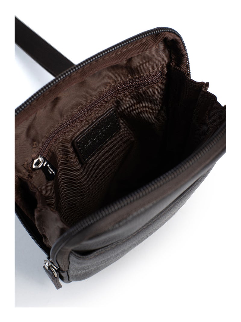 Borsa - pelle confort hexagona Marrone scuro - Kiabi