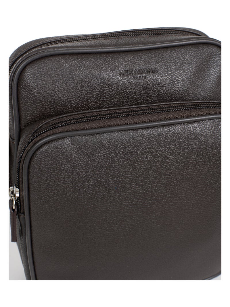 Borsa - pelle confort hexagona Marrone scuro - Kiabi