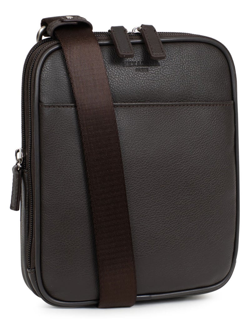Borsa - pelle confort hexagona Marrone scuro - Kiabi