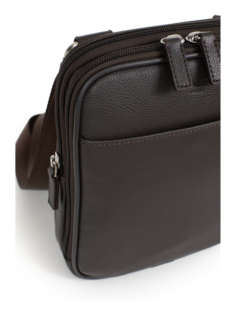 Borsa - pelle confort hexagona Marrone scuro - Kiabi