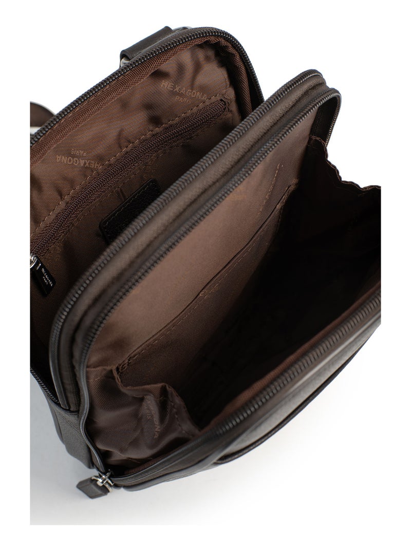 Borsa - pelle confort hexagona Marrone scuro - Kiabi