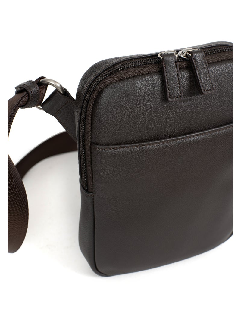 Borsa - pelle confort hexagona Marrone scuro - Kiabi