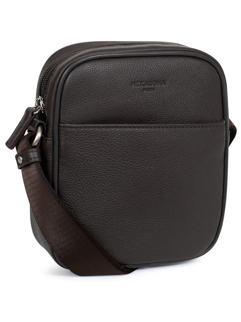 Borsa - pelle confort hexagona Marrone scuro - Kiabi