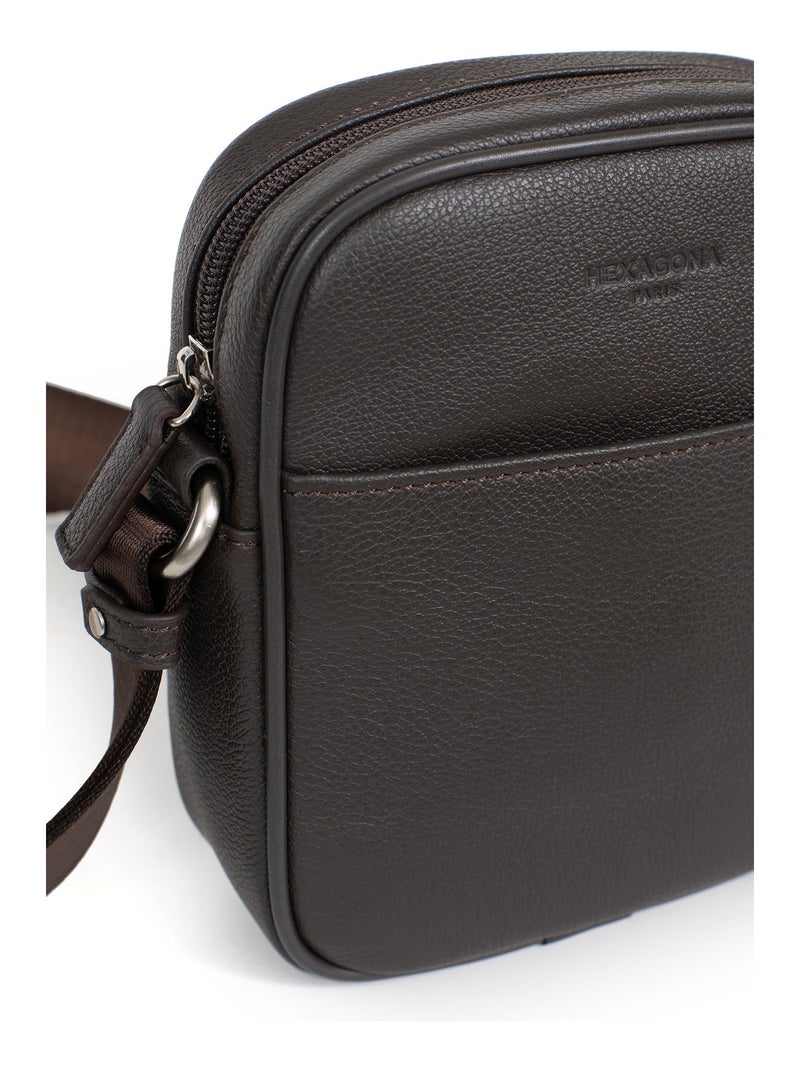 Borsa - pelle confort hexagona Marrone scuro - Kiabi