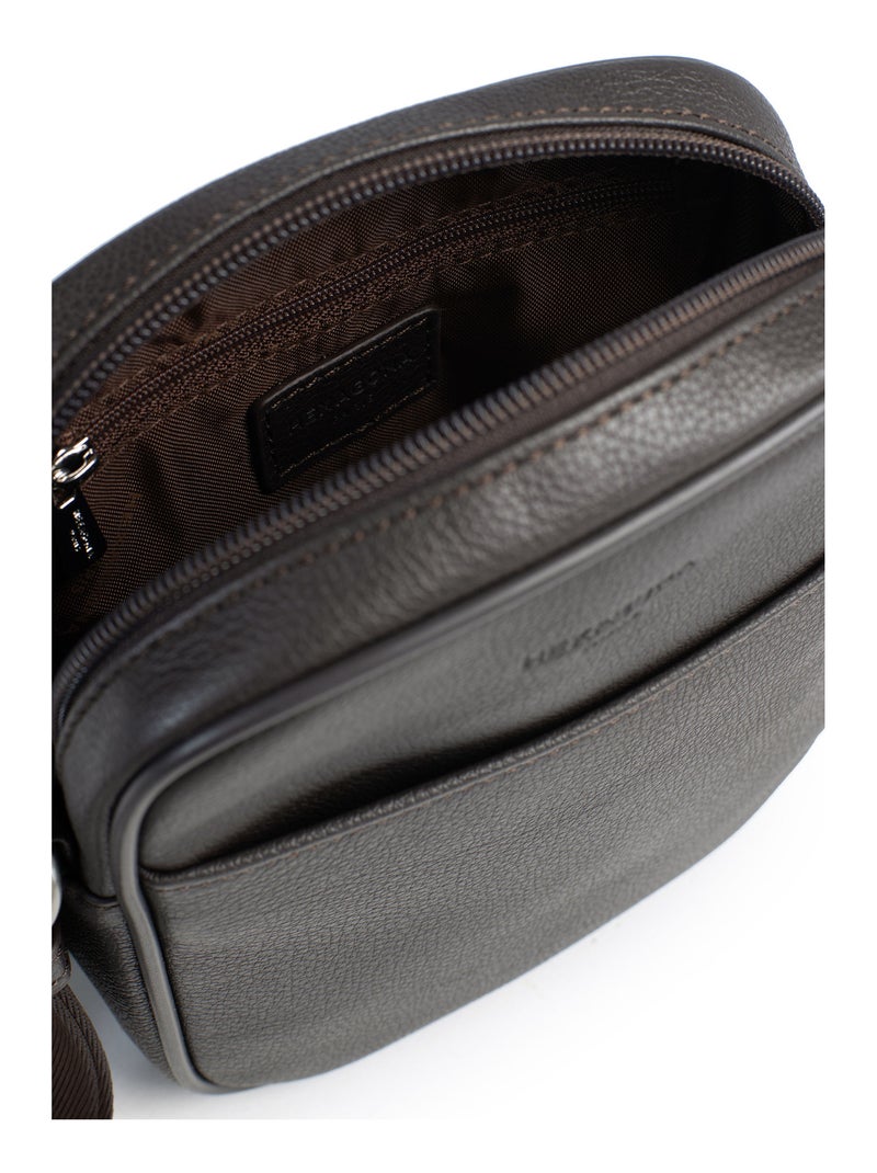 Borsa - pelle confort hexagona Marrone scuro - Kiabi
