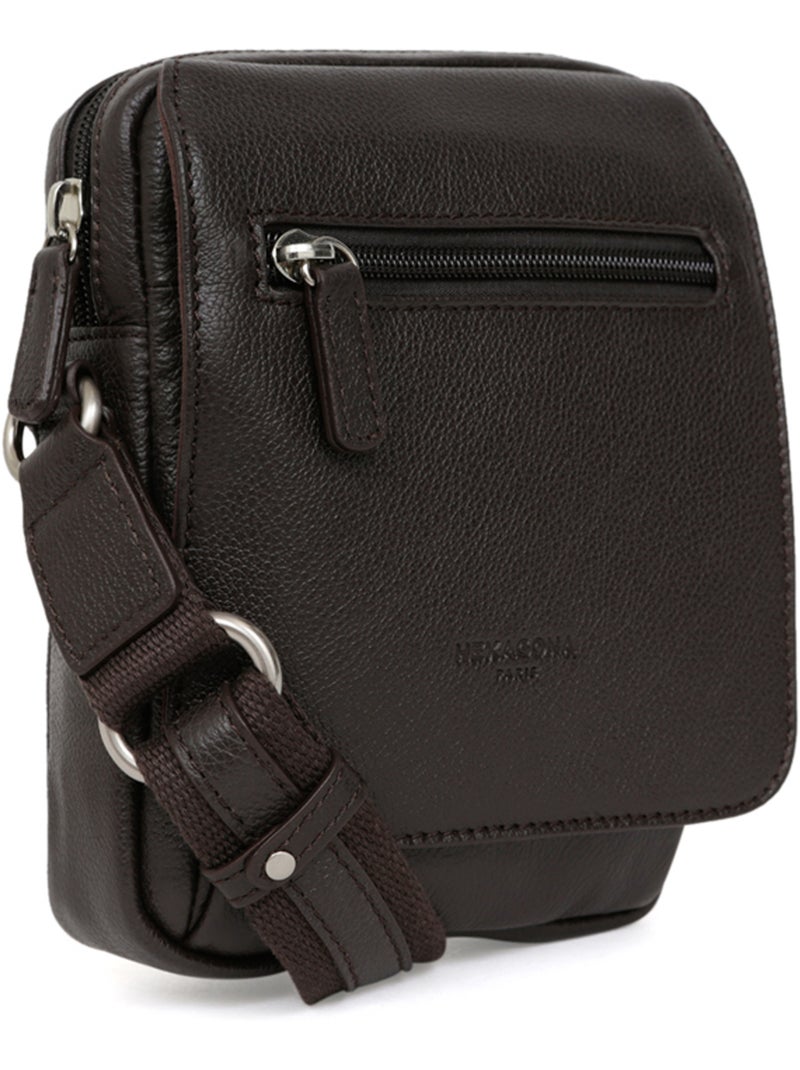 Borsa - pelle confort hexagona Marrone scuro - Kiabi