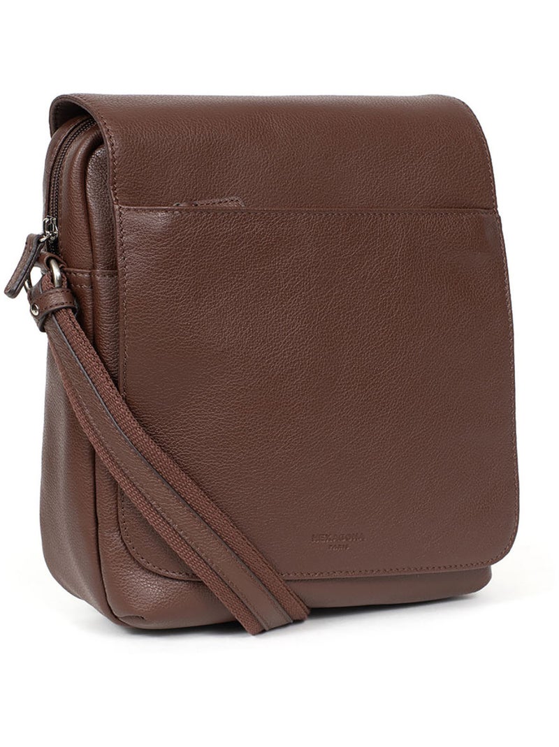 Borsa - tablet - pelle confort hexagona Marrone cioccolato - Kiabi