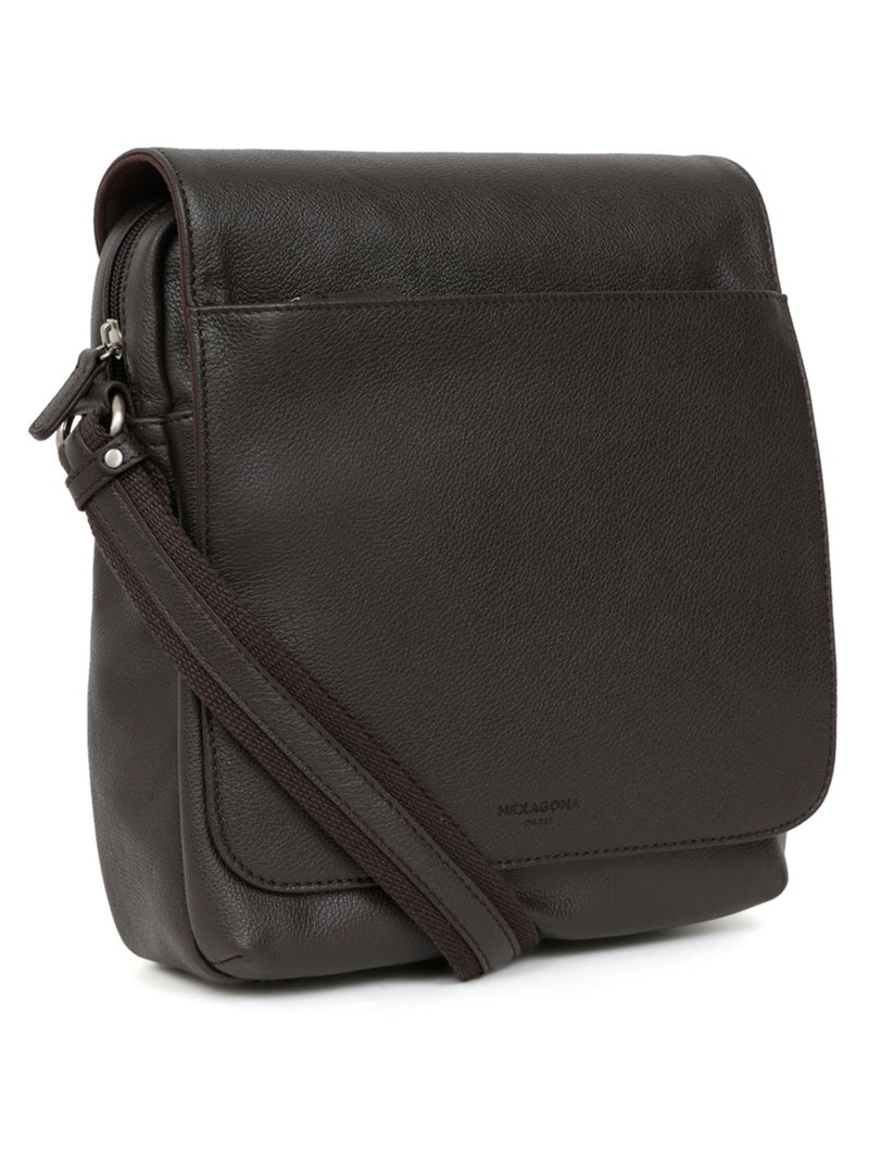Borsa - tablet - pelle confort hexagona Marrone scuro - Kiabi