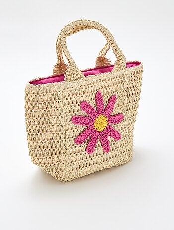 Borsa a cestino con patch a fiore