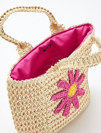 Borsa a cestino con patch a fiore