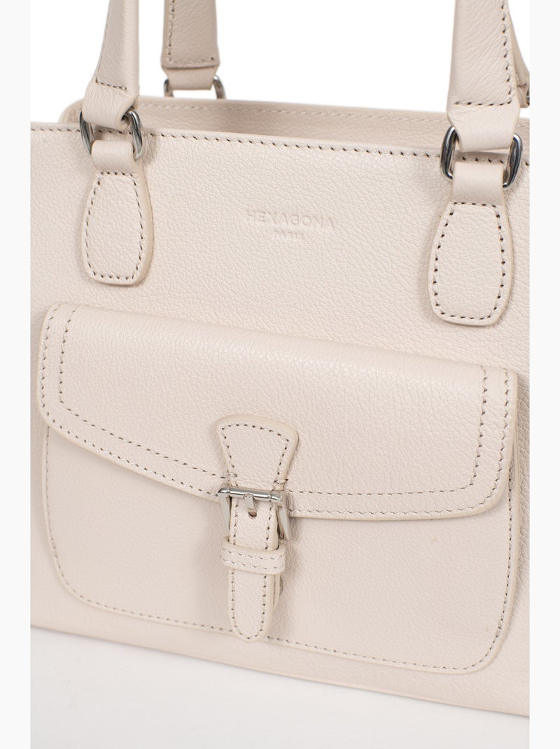 Borsa a mano 2 manici - pelle mirabelle hexagona Avorio - Kiabi