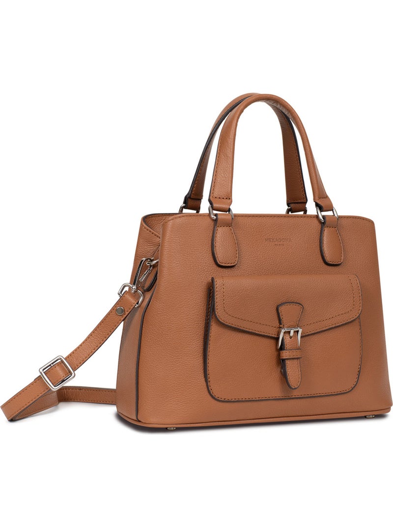 Borsa a mano 2 manici - pelle mirabelle hexagona Marrone chiaro - Kiabi