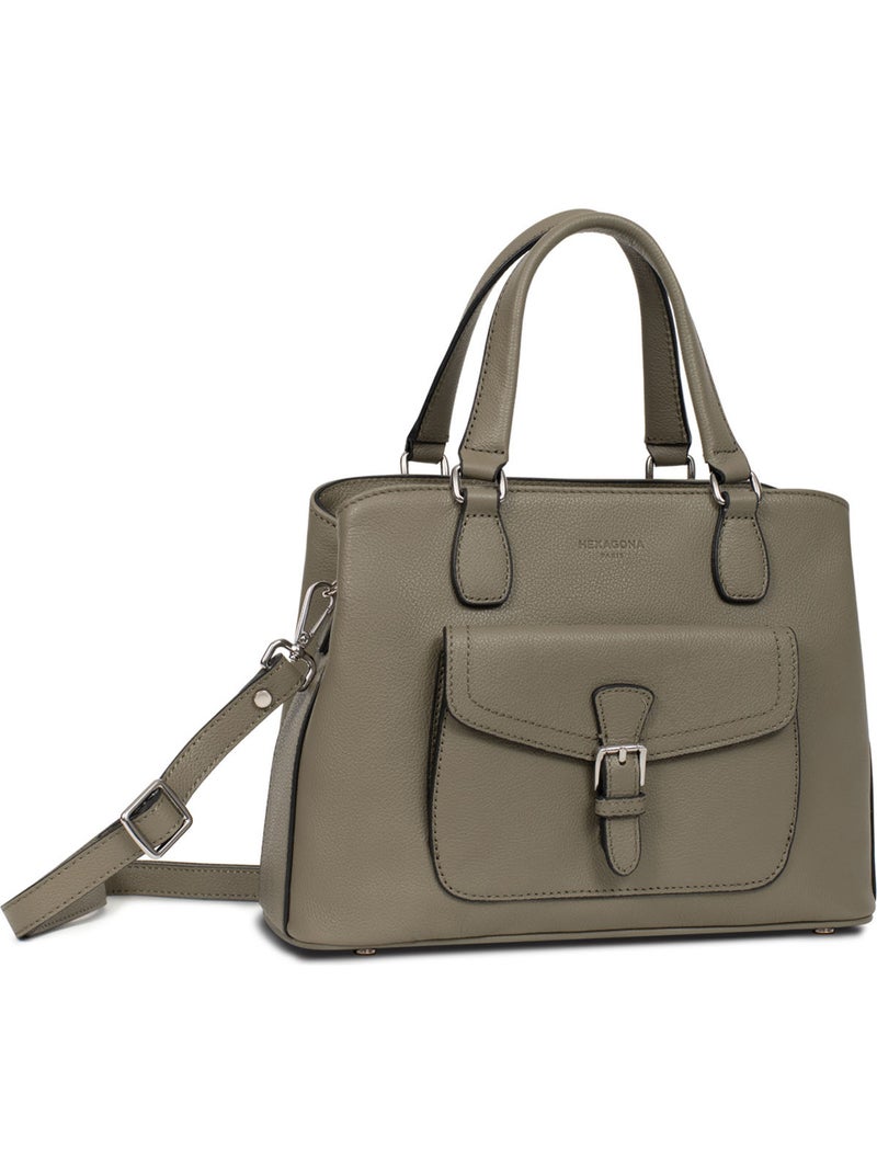 Borsa a mano 2 manici - pelle mirabelle hexagona Verde oliva - Kiabi