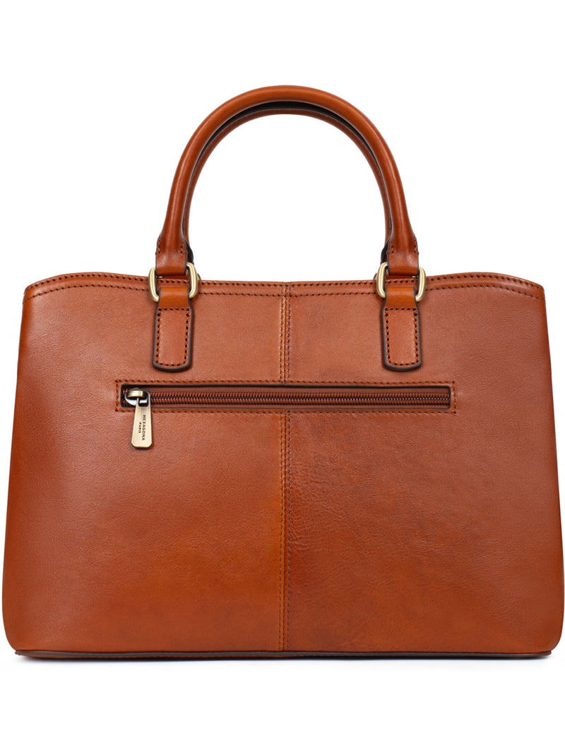 Borsa a mano 2 manici - pelle ondine hexagona Cognac - Kiabi