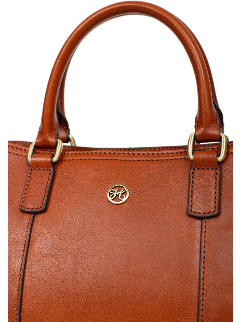 Borsa a mano 2 manici - pelle ondine hexagona Cognac - Kiabi