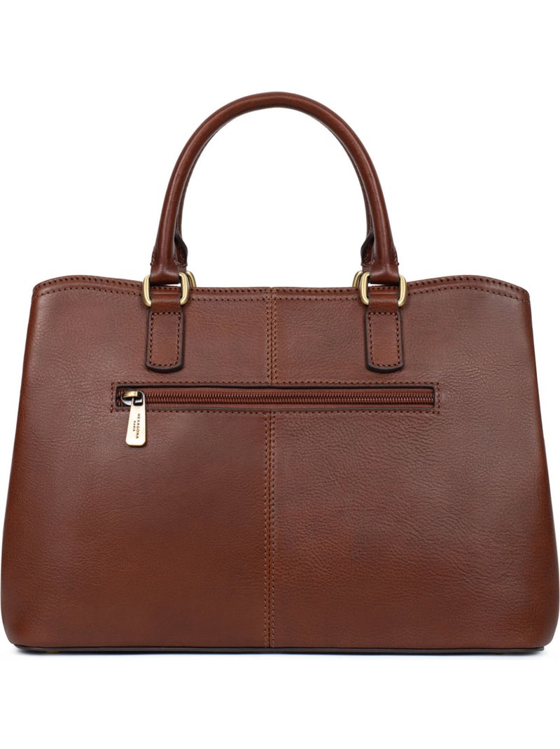 Borsa a mano 2 manici - pelle ondine hexagona Marrone - Kiabi