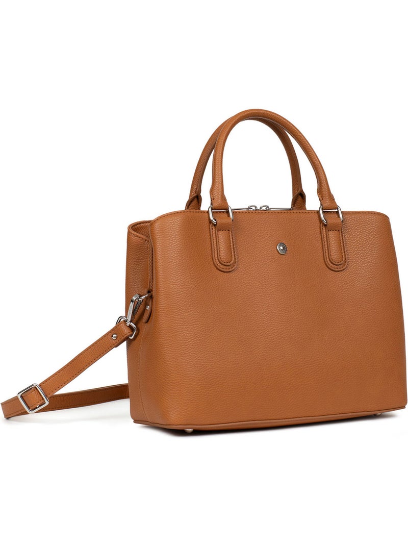 Borsa a mano 2 manici maya hexagona Marrone caramello - Kiabi