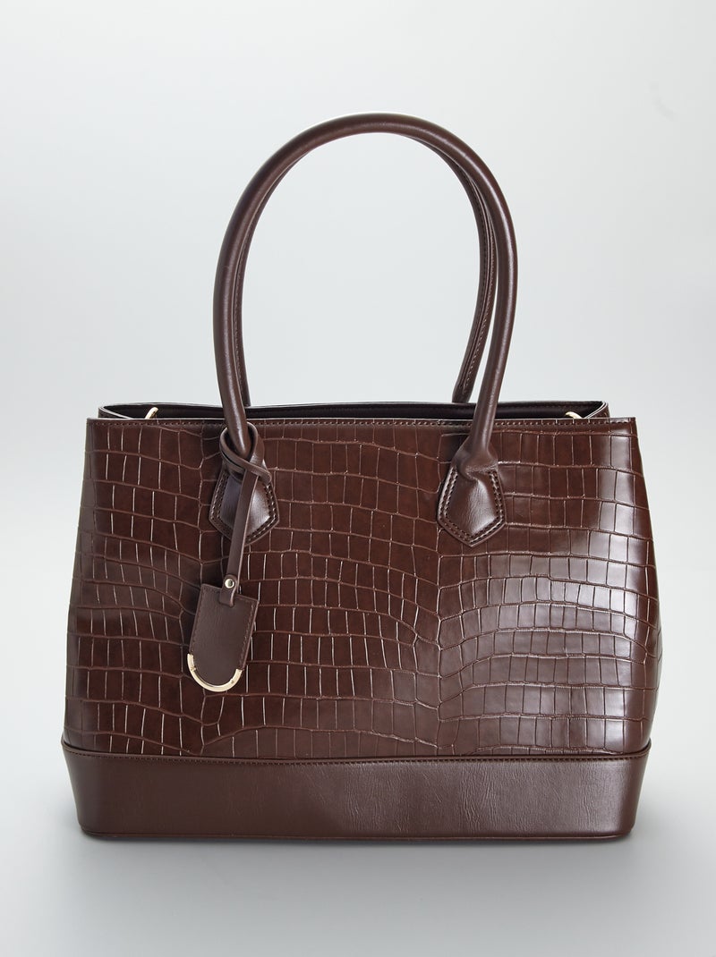 Borsa a mano effetto coccodrillo MARRONE - Kiabi