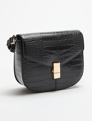 Borsa a mano in similpelle effetto coccodrillo