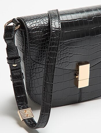 Borsa a mano in similpelle effetto coccodrillo