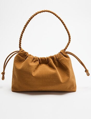Borsa a sacchetto effetto camoscio