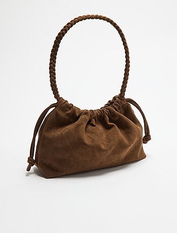 Borsa a sacchetto effetto camoscio
